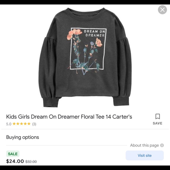 **SOLD** BRAND NEW! Girls size 10 Carters Sweater - Picture 2 of 2